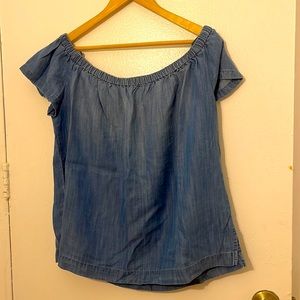 Anthropologie, Cloth and Stone, off shoulder chambray blouse